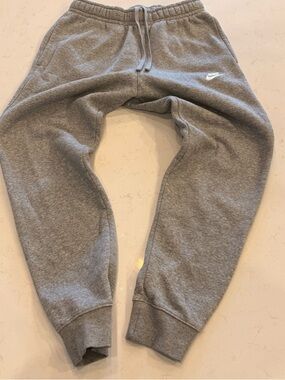 Nike Big Kids Grey Fleece Joggers with Drawstring